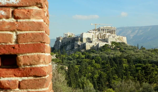 Grécia Atenas Colina Filopappou Vista Acrópole — Fotografia de Stock