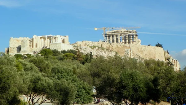 Grécia Atenas Colina Filopappou Vista Acrópole — Fotografia de Stock