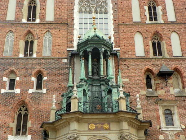Poland Krakow Part Facade Mary Church — Stockfoto