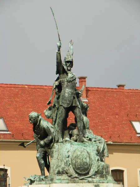 Hungary Eger Istvan Dobo Square Statue Istvan Dobo — 图库照片