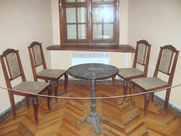 Ukraine Uzhgorod Uzhgorod Castle Interior Castle Table Four Chairs — Fotografia de Stock