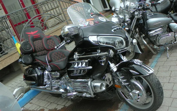 Ukraine Ivano Frankivsk Black Motorbike Black Seats — 图库照片