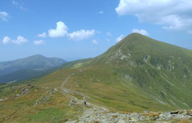Ukraine, Carpathians, alpine path to the mountain Hoverla mountain, side Brebeneskul