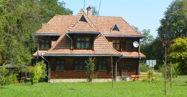 Ukrayna, Karpatlar, dağlık bölgelerde tatil kompleksi