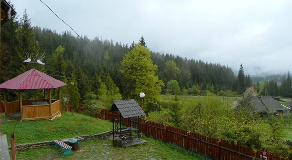 Ukraine Carpathians View Villa High Mountain Landscape — Fotografia de Stock