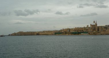 Malta, Sliema, view of Valletta and the Fort Saint Elmo from the board of the ferry