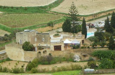Malta, Mdina, fortifications of Mdina, view from the Bastion Square on the Olive Gardens