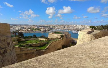 Malta, Valletta, the Ramparts (St Paul and St Peter's bastions), view of the Gzira