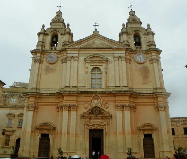 Malta Mdina Fortifications Mdina Paul Cathedral — Fotografia de Stock