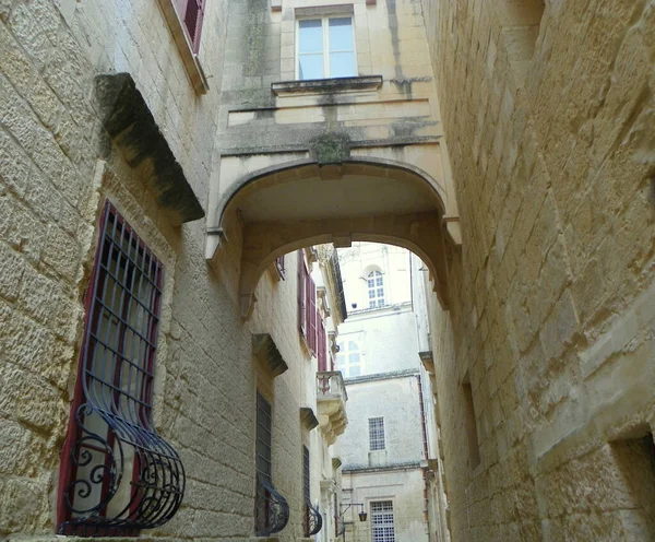 Malta Mdina Fortifications Mdina Street Bastion Balcony Buildings — Foto de Stock