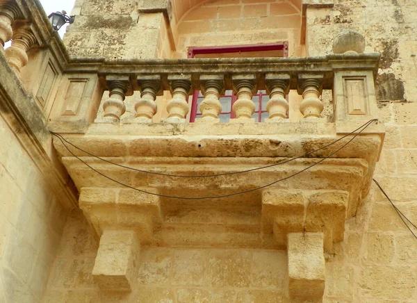 Malta Mdina Fortifications Mdina Ancient Balcony — Fotografia de Stock