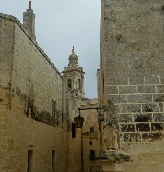 Malta Mdina Fortifications Mdina View Belfry Carmelite Church — Zdjęcie stockowe