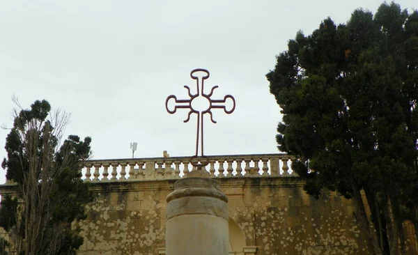 Malta Mdina Fortifications Mdina Cross Ancient Building — Stock Photo, Image