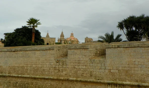 Malta Mdina Fortifications Mdina Walls Fortress — Foto de Stock