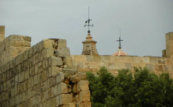 Malta Mdina Fortifications Mdina Walls Domes Weathercocks — 스톡 사진