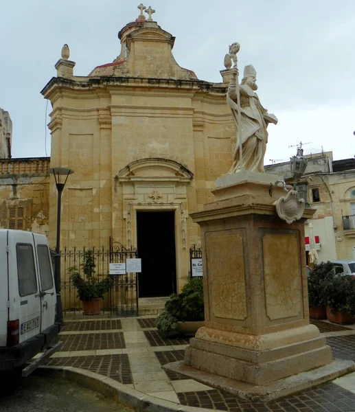 Malta Rabat Catald Church Catacombs Statue Katald Square Front Chapel — Foto Stock