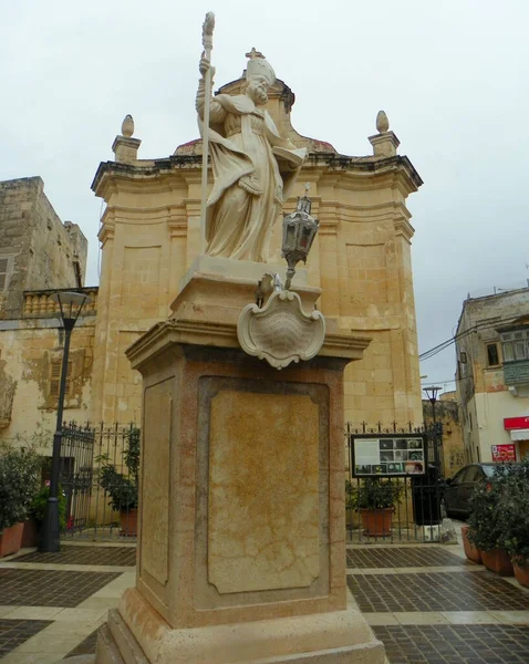 Malta Rabat Catald Church Catacombs Statue Katald Square Front Chapel — Stok fotoğraf