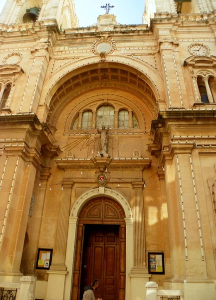 Μάλτα Σλιέμα Είσοδος Και Πρόσοψη Της Ενοριακής Εκκλησίας Της Stella — Φωτογραφία Αρχείου