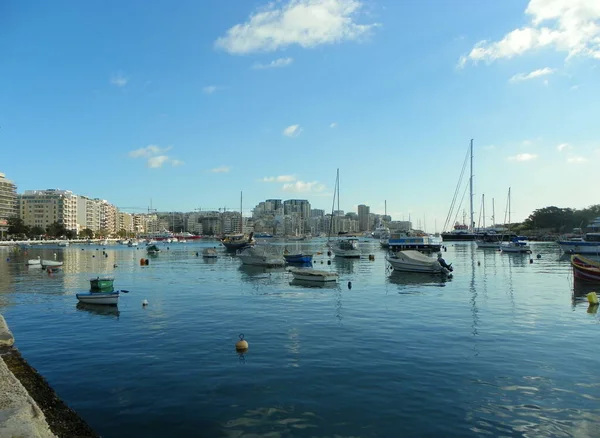 Malta Gzira View Marsamxett Harbour Embankment Triq Xatt — Zdjęcie stockowe