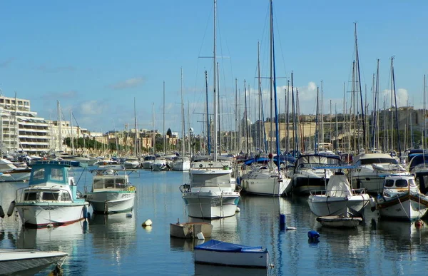Malta Msida Msida Yacht Marina Yachts Boats Waters Marsamxett Harbour — Fotografia de Stock