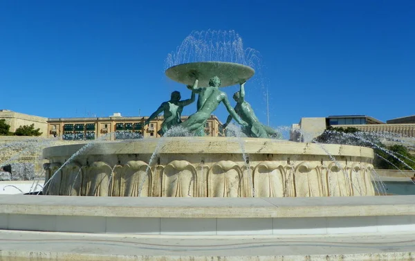 Malta Valetta Triton Fountain — Foto Stock