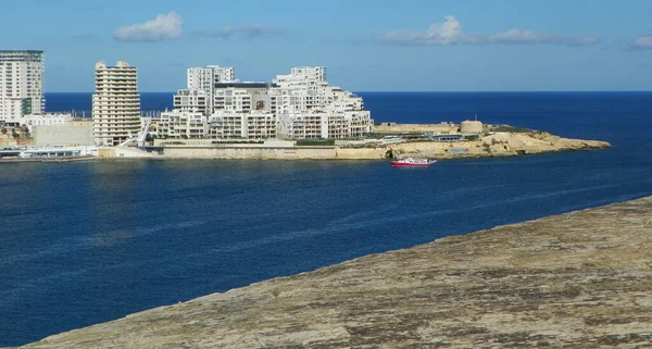 Malta Valletta Hastings Garden Malta View Fort Tigne Water Marsamxett — Zdjęcie stockowe