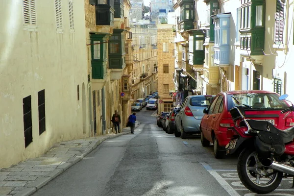 Malta Valletta Narrow Streets Ancient City — Zdjęcie stockowe