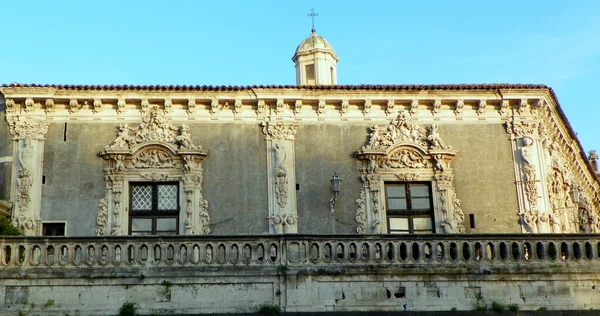 Italy Sicily Catania Palazzo Biscari Balcony Palace Two Windows — Stockfoto