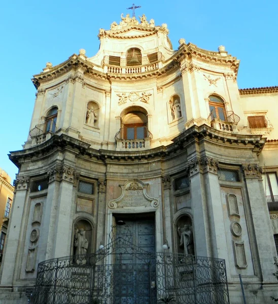 Italy Sicily Catania Chiesa San Placido Facade Cathedral —  Fotos de Stock