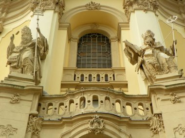 Ukraine, Lviv, a fragment of facade of the cathedral Saint Yura