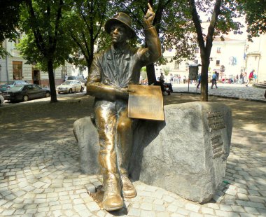 Ukraine, Lviv, Museum square, monument to Drovniak Nekyphorus-Epiphanius