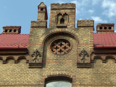 Ukraine, Lviv, 6 Pidvalna Street, Main Directorate of the State Emergency Service of Ukraine in Lviv Oblast, the top of the facade of the building
