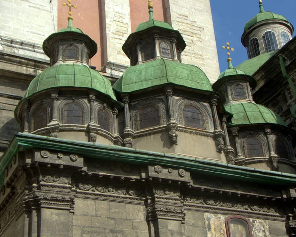 Ukraine Lviv Street Russian Chapel Three Saints Chapel Domes — Stockfoto