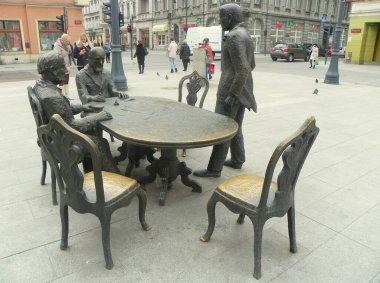 Polonya, Lodz, Piotrkowska, Lodz şehrinin imalatçılarının heykeli