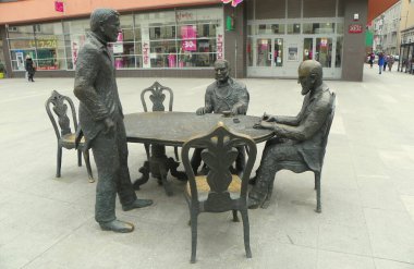 Polonya, Lodz, Piotrkowska, Lodz şehrinin imalatçılarının heykeli