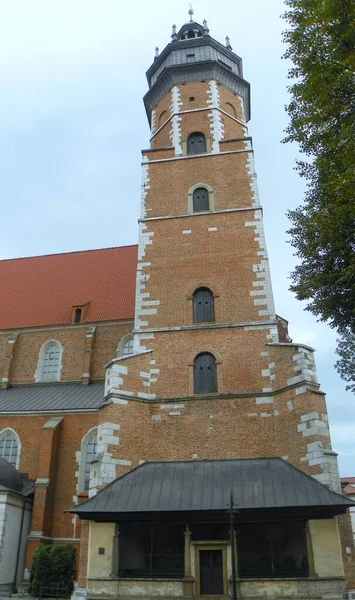 Polen Krakow Kazimierz Korpus Christi Basilika Klocktorn Basilikan — Stockfoto
