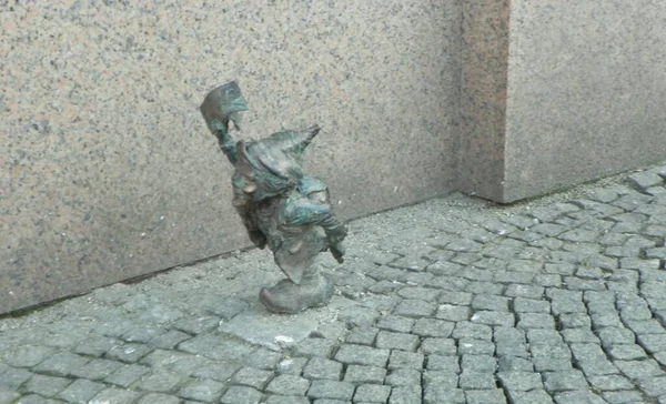 Polônia Wroclaw Solny Square Figura Bronze Ottus Anão — Fotografia de Stock