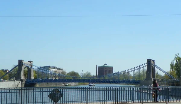 Польша Вроцлав Вид Грюнвальдский Мост Моста Мира — стоковое фото