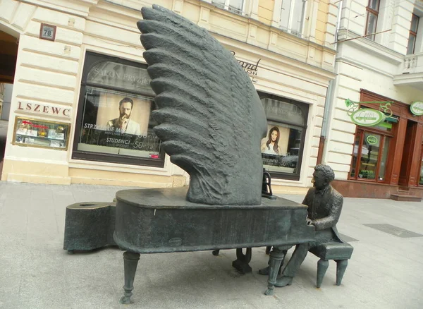 Polen Lodz Piotrkowska Denkmal Für Den Polnischen Pianisten Arthur Rubinstein — Stockfoto