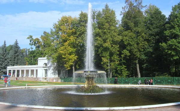Russia Saint Petersburg Peterhof Grand Palace Cascade Fountains — Stock Photo, Image