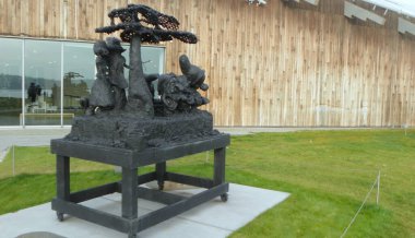 Norveç, Oslo, Aker Brygge, heykel Pamuk Prenses ve yedi cüceler