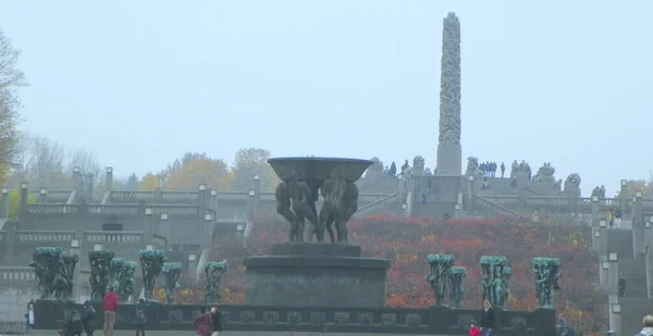 Noorwegen Oslo Vigeland Sculpture Park Beeldhouwwerken Fontein — Stockfoto