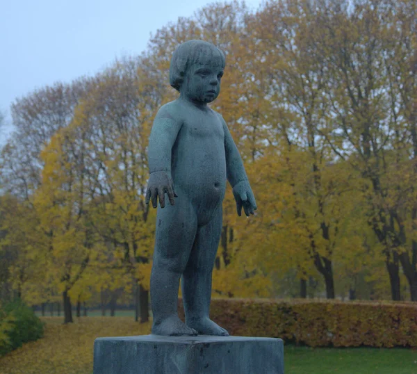 Norway, Oslo, Vigeland Sculpture Park, sculpture of a little girl