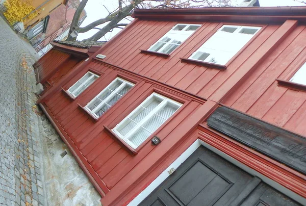 Норвегия Осло Дамстрем Старые Деревянные Дома — стоковое фото