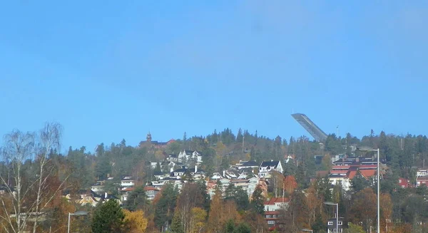 Noorwegen Oslo Holmenkollen Uitzicht Skisprong — Stockfoto