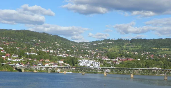 Νορβηγία Δήμος Lillehammer Γέφυρα Vingnes Και Λίμνη Mjosa — Φωτογραφία Αρχείου