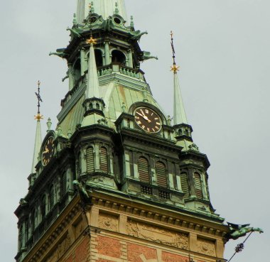 Stockholm, İsveç, Tyska Brinken, Alman kilisesi, çan kulesi ve saat
