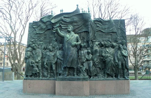 Suécia Estocolmo Norra Bantorget Branting Monumen — Fotografia de Stock