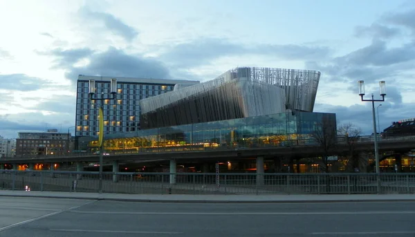 Suecia Estocolmo Vista Del Radisson Blu Waterfront Hotel Desde Centralbron — Foto de Stock