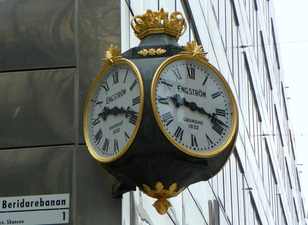 Suède Stockholm Horloge Rue Sur Drottninggatan Street — Photo